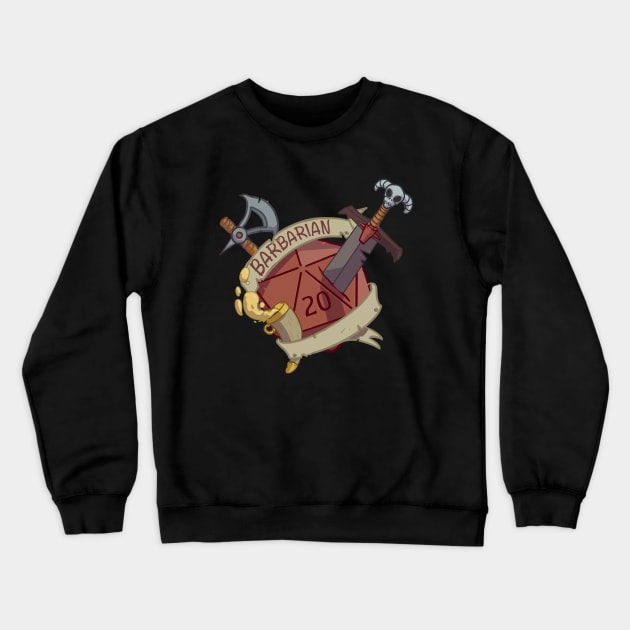 Dnd Barbarian D20 Crewneck Sweatshirt by SpicyCookiie